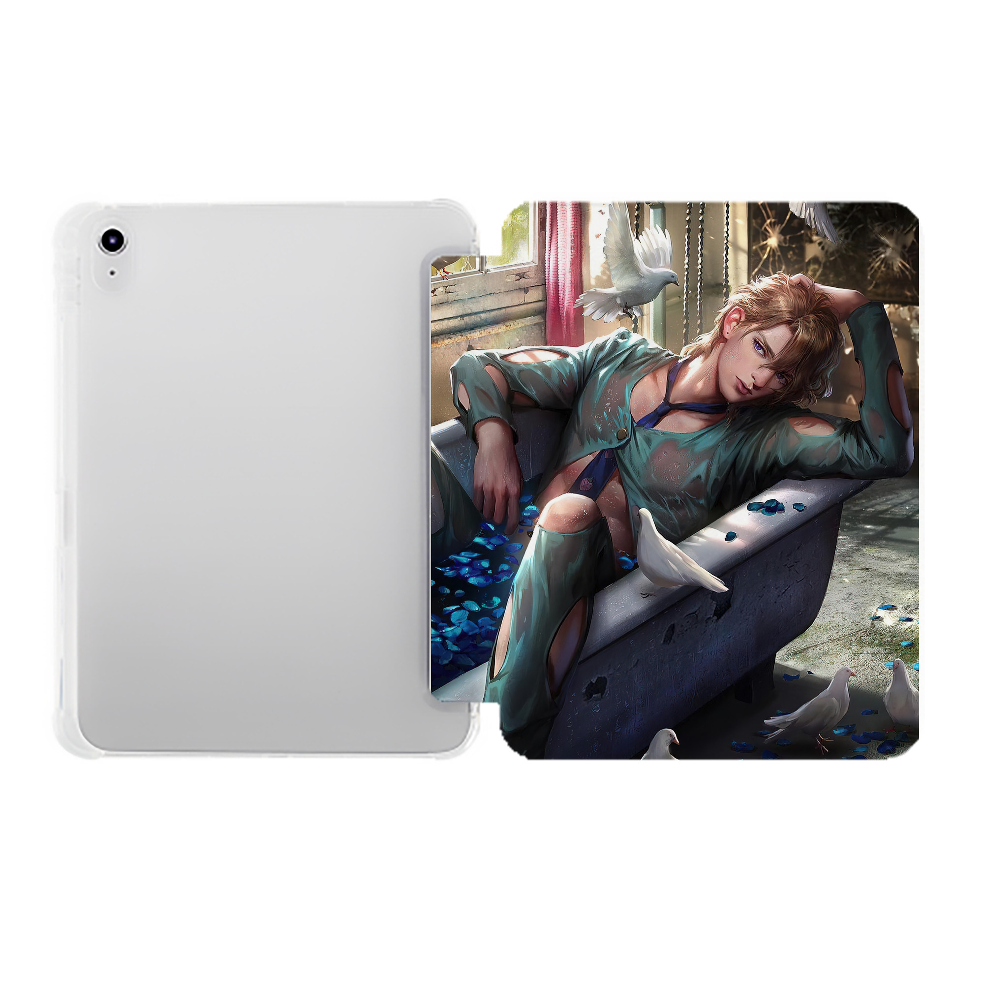 （画像用） ジョジョの奇妙な冒険 JoJo's Bizarre Adventure IPad ケース ペン収納付き 三つ折りスタンド PUレザー×シリコン 対応機種9.5/10.5/10.9インチ